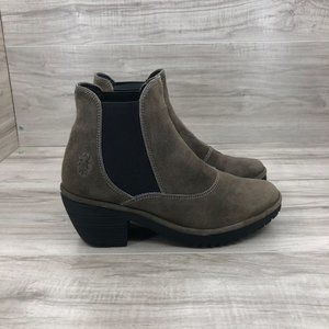 Fly London Brown Taupe Suede Ankle Boots Women's Size EU 38